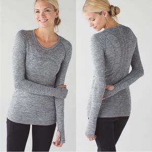Lululemon Swiftly Tech Long Sleeve Crew Heathered Slate / White Size 6